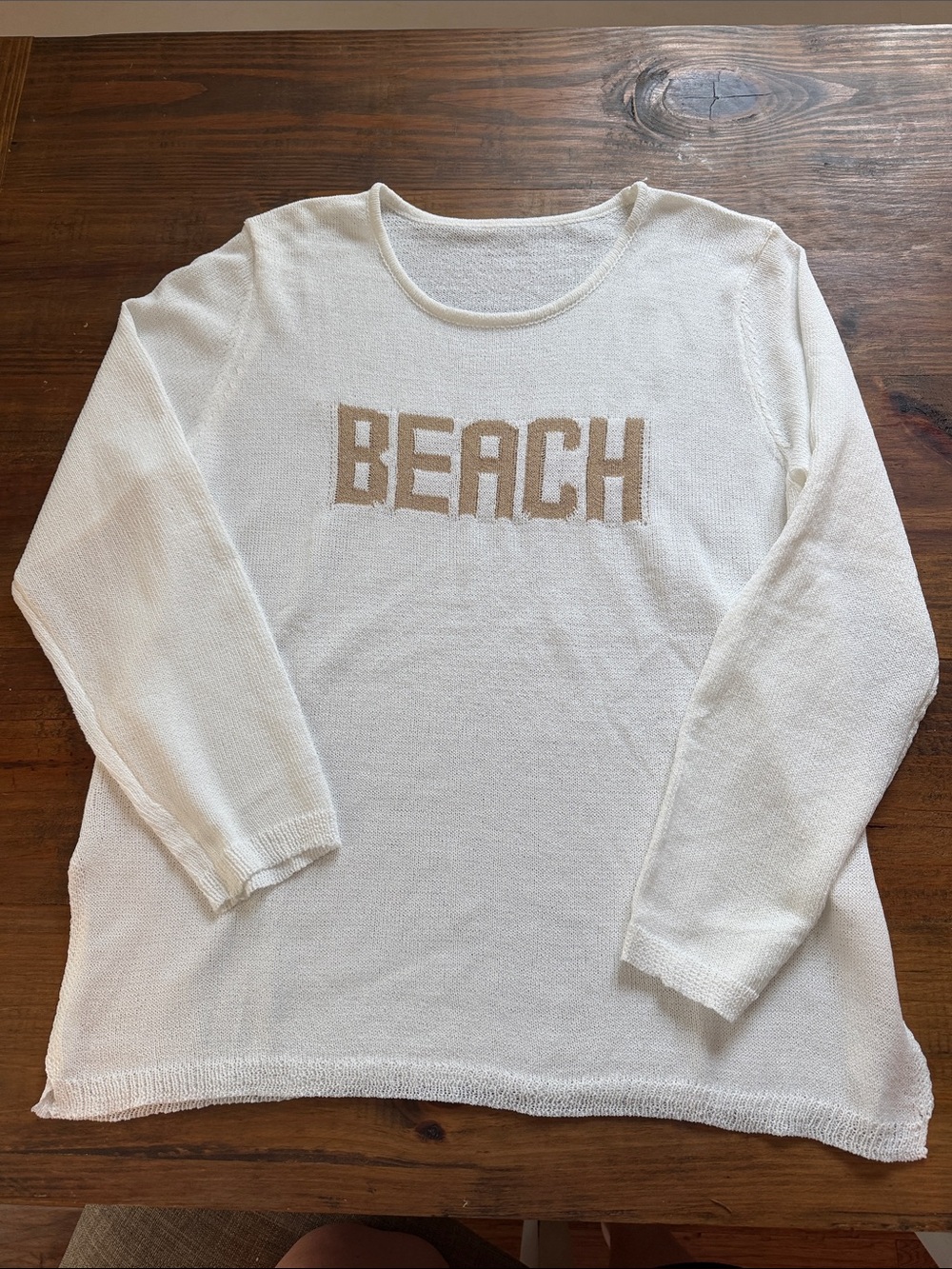 White Knit 'BEACH' Sweater